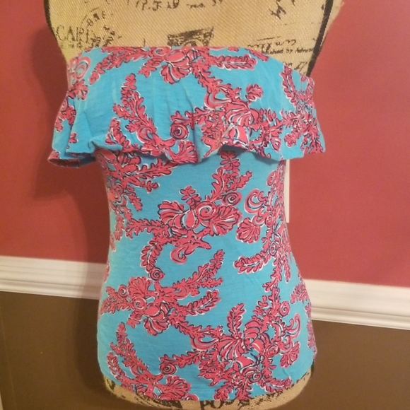 Lilly Pulitzer Strapless Ruffle Top Size Xsmall - Picture 3 of 8